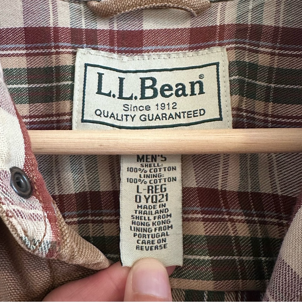 LL Bean Chore Jacket Barn Coat Shacket Brown Plaid Cotton Size Medium - Picture 5 of 5